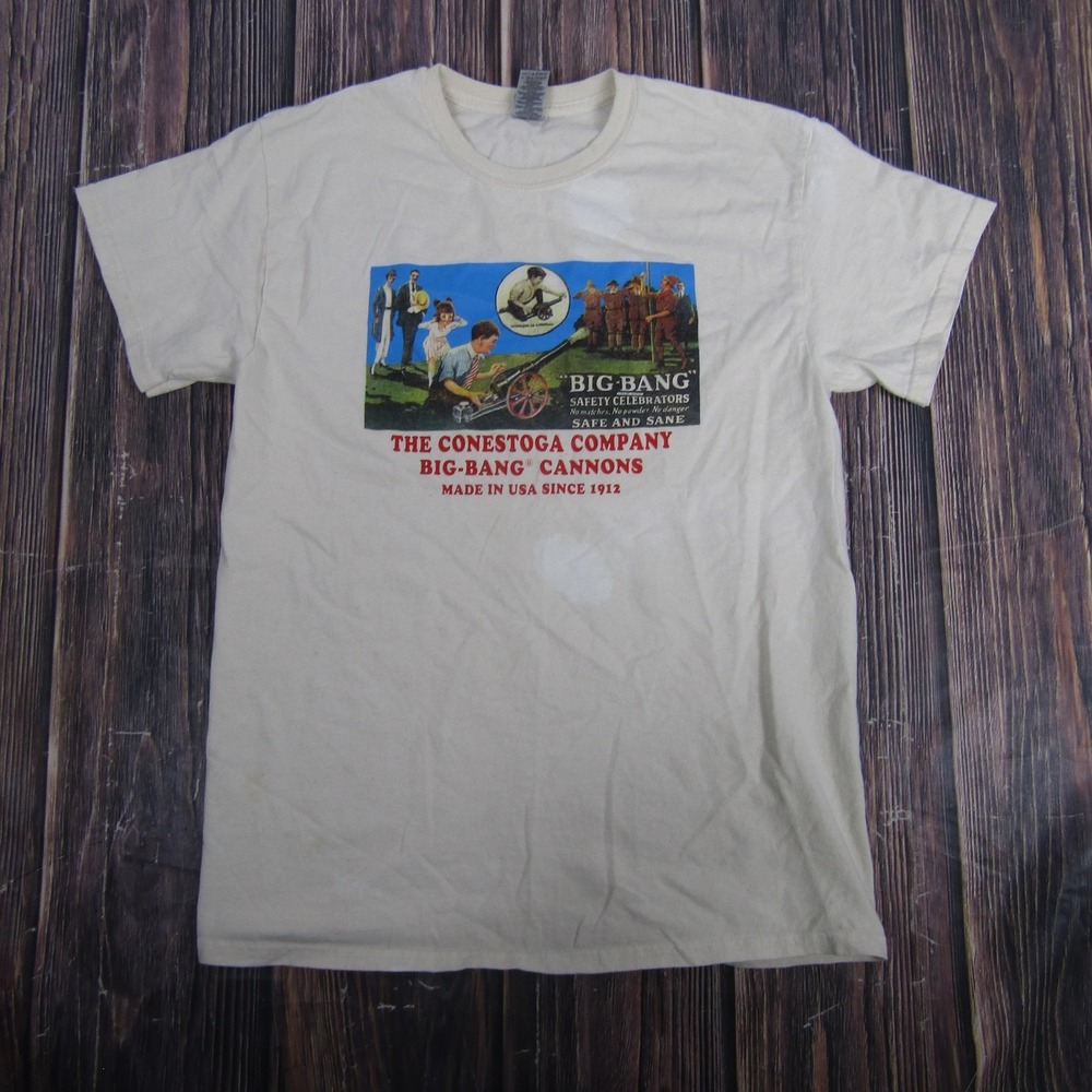 Big-Bang Cannons‎ Shirt Mens Medium White Conestoga Promo USA Graphic Gildan